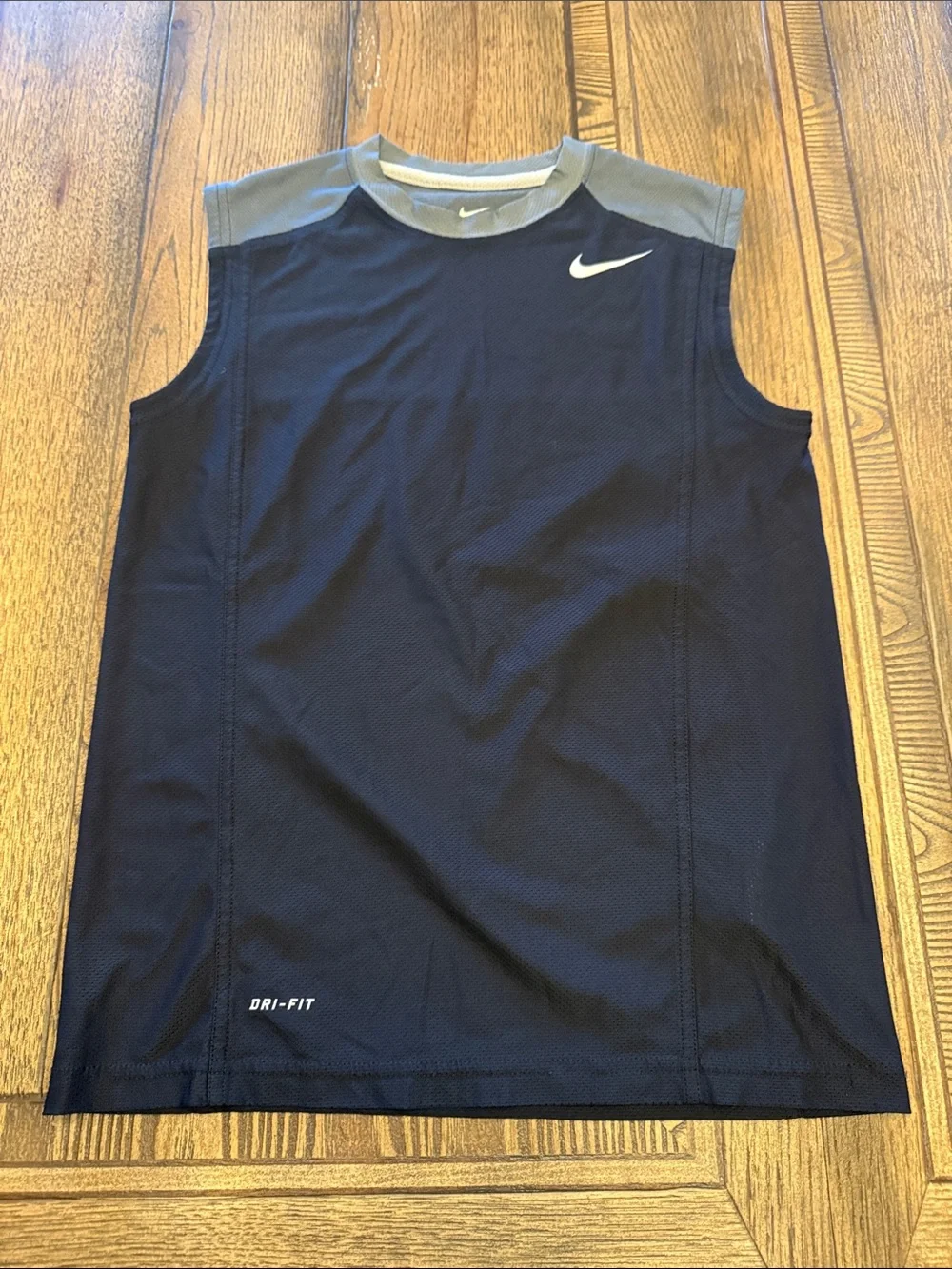 Nike Navy and Gray Sleeveless Dri-FIT Training Tank